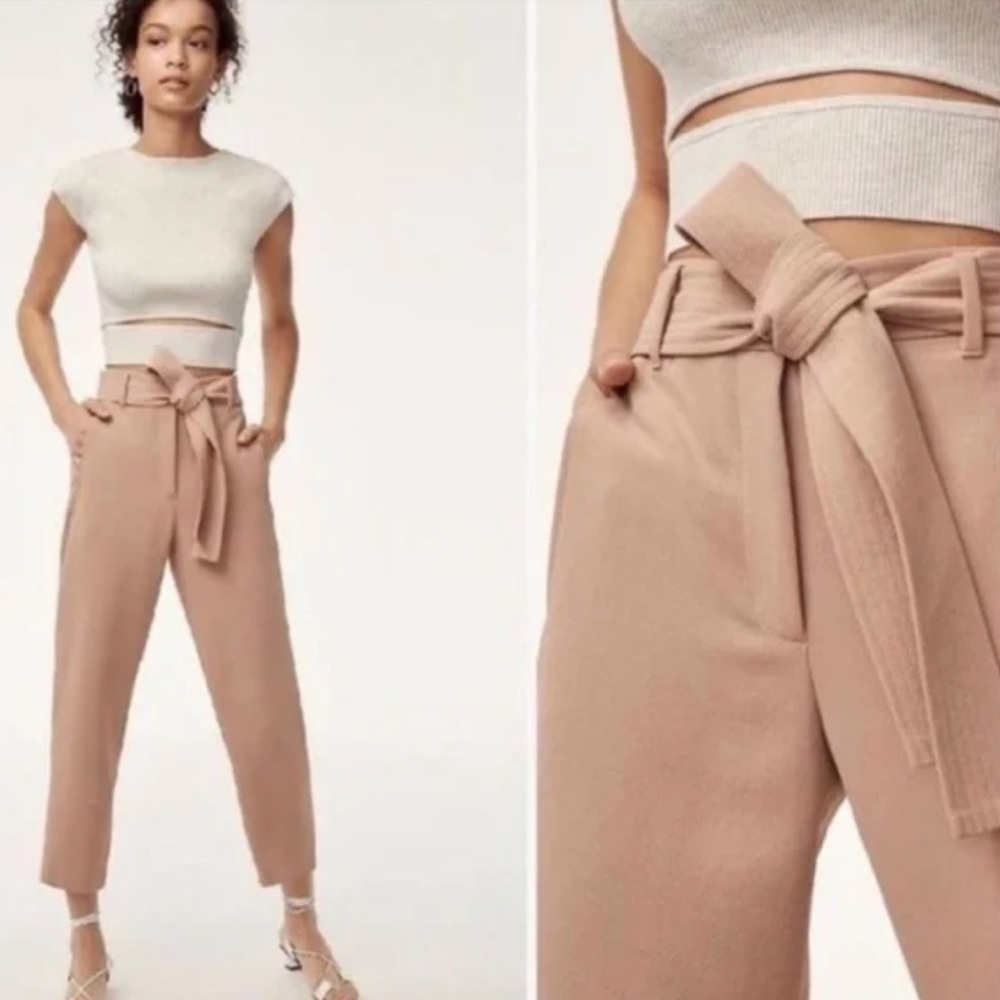 Aritzia Wilfred Tie Front Pant - Old pink “Blush”- Size 4